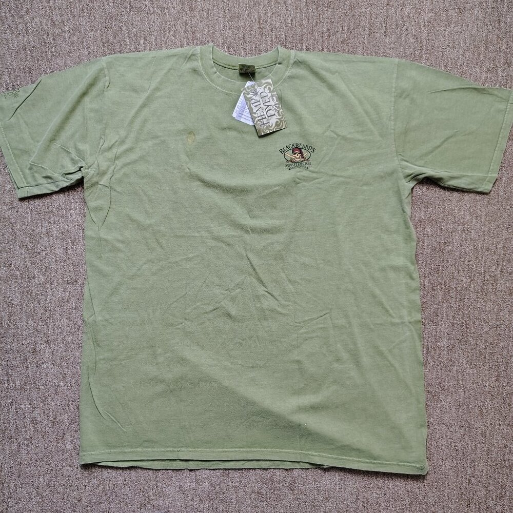 CRAZY SHIRTS T-Shirt Men 2XL Green Hemp Dyed Blackbeards Sunset Cruises Graphic
